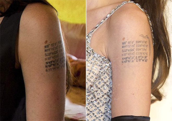 Татуировка Анджелины Джоли координаты рождения детей