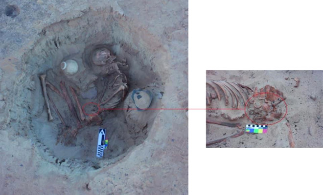 Kom Ombo tapnanda alan Msrl arkeologlar, yaklak 3.700 yl nce len hamile bir kadnn mezarn ortaya kardlar.