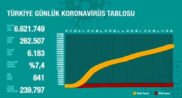 Koronavirüs tablosu bugün: 26 Ağustos korona tablosu, vaka ve vefat sayısı